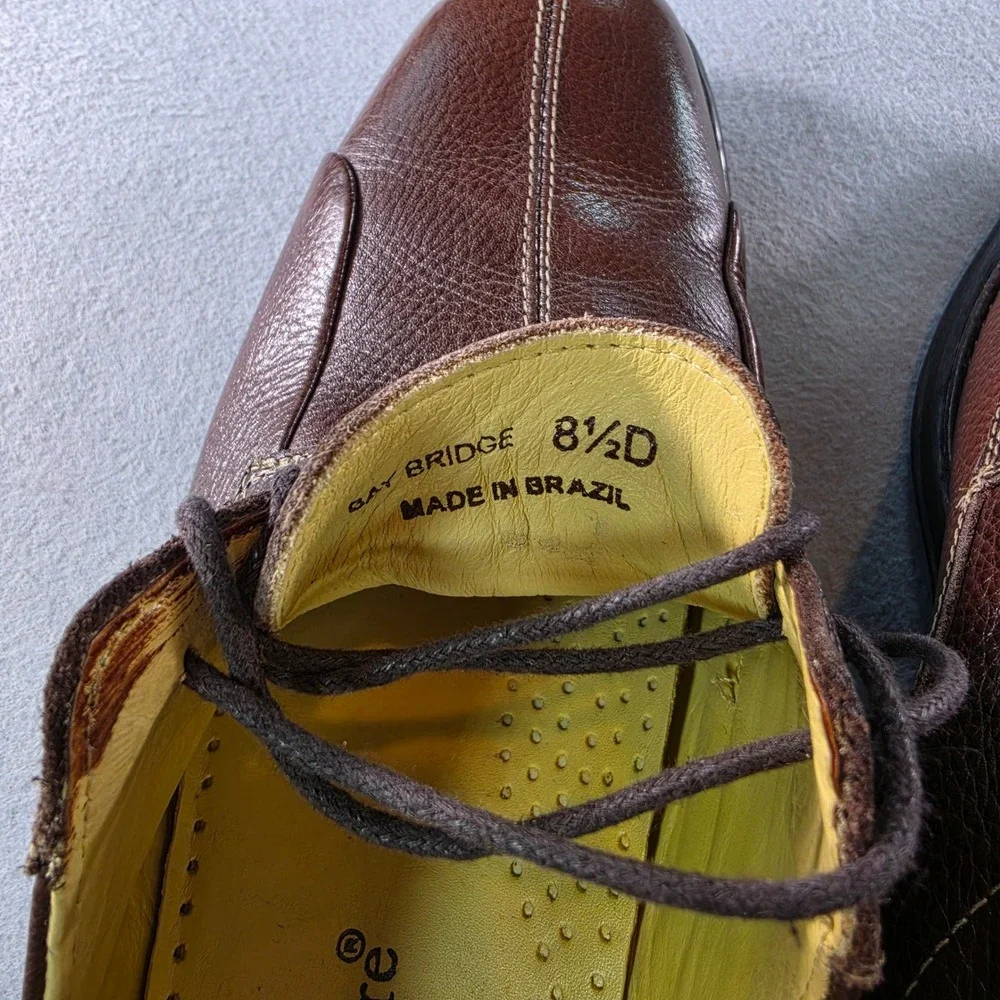 Studio Belvedere Bay Bridge Mens 8.5 D Brown Leather Bicycle Toe Oxford Brazil